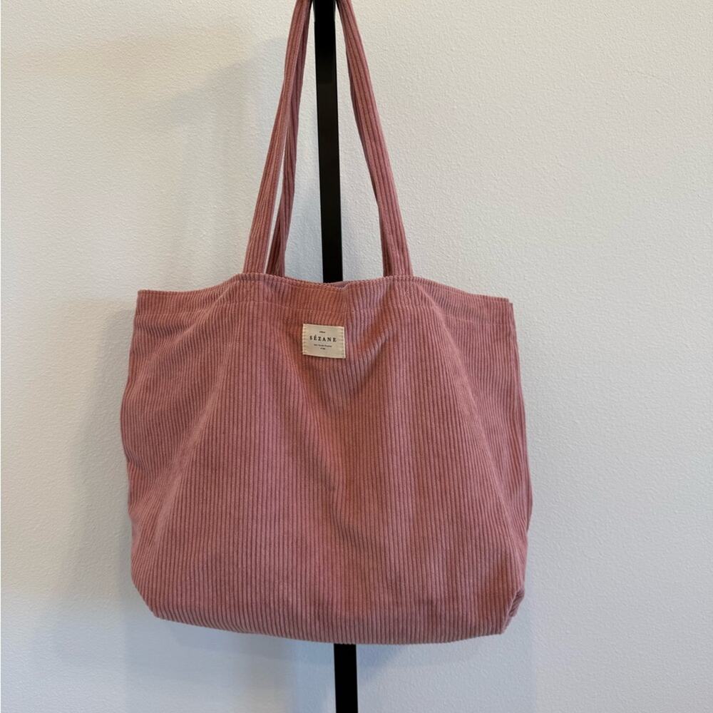 Sezane Paris Dusty Pink Corduroy Tote Bag Casual Coquette Spring